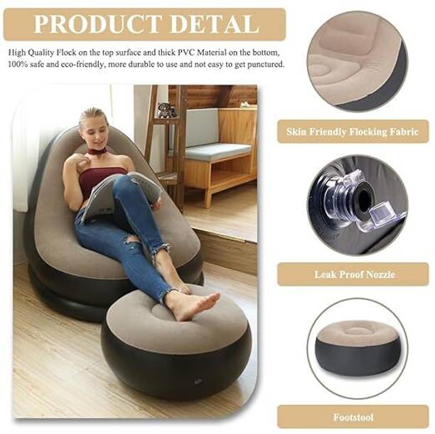 Wishbone 2 IN 1 INFLATABLE SOFA,Inflatable Lounge Chair with Footstool m-07 PVC 2 Seater Inflatable Sofa