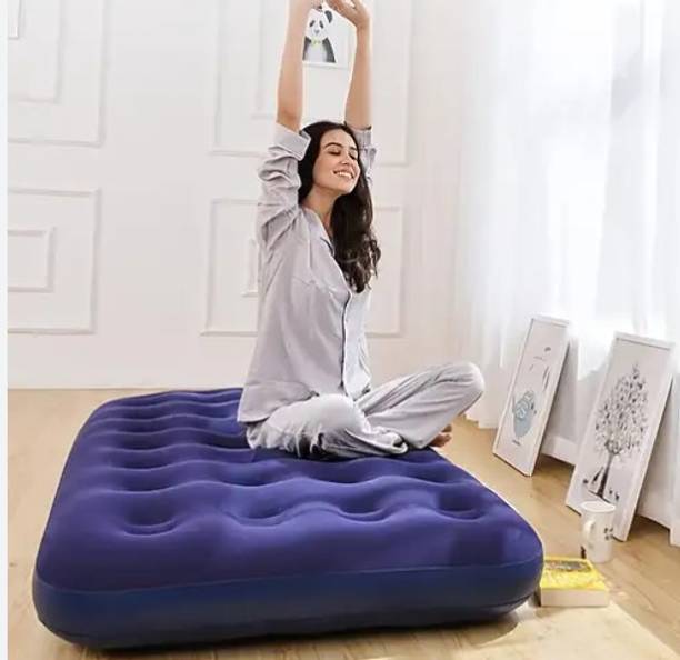 TinyTales Inflatable Camping Bed With Manual Air Pump, Bed Inflatable Mattress, Vinyl 1 Seater Inflatable Sofa