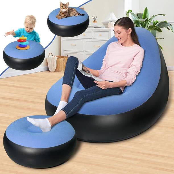 Lonekart 2-in-1 Lounge Set Folding Lounger PVC 2 Seater Inflatable Sofa