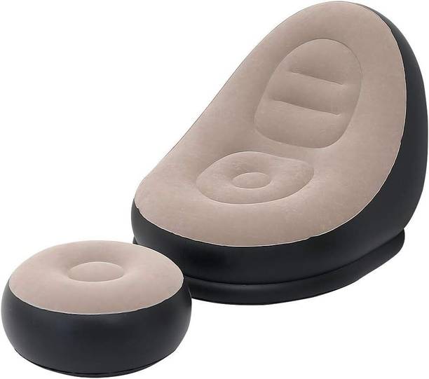 DOXONZ Sofa Chair With Foot Stool PVC 2 Seater Inflatable Sofa
