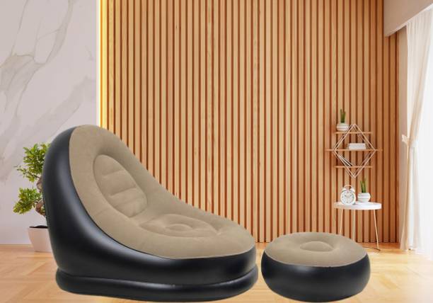 SH DREAMTOWN Inflatable Air Filling Premium Lounge Sofa Chair with Footrest PVC 2 Seater Inflatable Sofa