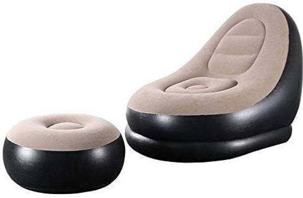 Himannhome Inflatable Leisure Sofa Chair with Footstool 2-in-1 Portable Recliner Lounge Bed Leatherette 2 Seater Inflatable Sofa