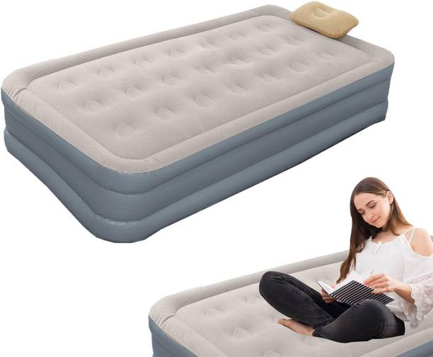 PAVITYAKSH Single Air Bed with Built-in Pump – Inflatable Mattress for Camping Leatherette 3 Seater Inflatable Sofa