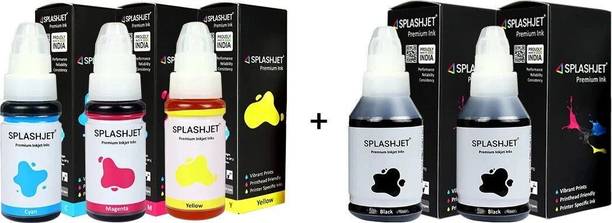 Splashjet Refill GI 790 Ink for Pixma G2010, G2000 - (135gm x 2Bk) (70gm x C/M/Y) - 503686 Black + Tri Color Combo Pack Ink Bottle