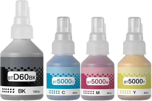 R C Print BTD60/ BT5000 Ink for Brother DCP T310,T300,T510,T500,T910,T710,T400W,T450W, Black + Tri Color Combo Pack Ink Bottle