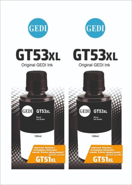 Gedi GT53XL 135-ml Black for All HP Ink Tank Printer 315, 316, 319, 416, 500, 508 Black - Twin Pack Ink Bottle