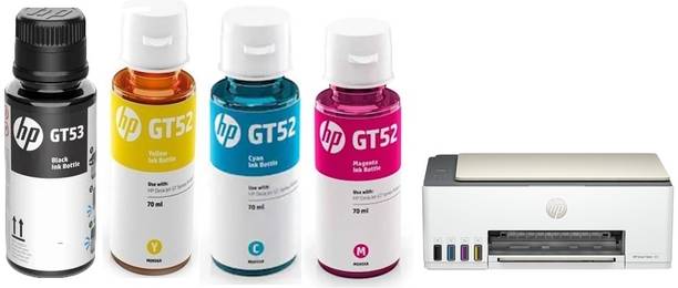 HP Original Ink For HP 583 Smart Tank All-in-one Multi-Function Wifi Colour Printer Black + Tri Color Combo Pack Ink Bottle