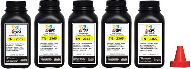 Black TN-2365 Toner Powder Compatible ForBrother DHL-L2321D, L2361DN, L2366DW, L2320d, DCP-L2541DW, L2520D, MFC-L2701D, L2701DW Pack Of 5 With Nozzle 100gm Each. Black Ink Toner Powder