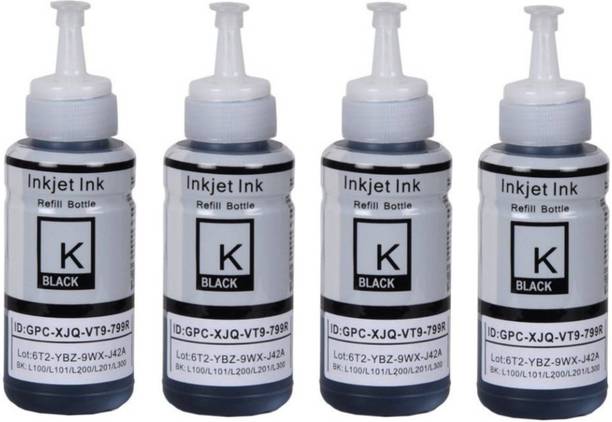 wetech L810 Printer T673 Black Ink Bottle Set Of Four Compatible For L800/ L805 / L810 / L850 Printer Single Color Ink Cartridge (Black) Black Ink Cartridge