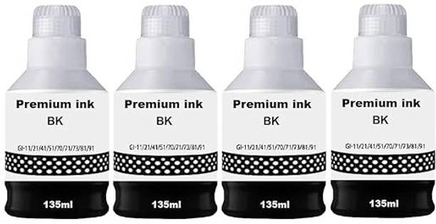 canoff GI-70 Ink Bottle(135ml X 4 Bottle) Compatible For PIXMA GM2070, GM4070 Printers Black Ink Bottle