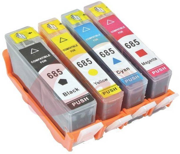 Dubaria 685 Black, Cyan, Magenta & Yellow - All four Color Ink Cartridges Combo For HP Deskjet Ink Advantage 3525, 4615, 4625, 5525, 6525 e-All-in-One Printers Black + Tri Color Combo Pack Ink Cartridge