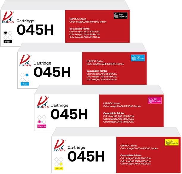 RODEX 045 CRG045 Cartridge Compatible for Canon MF634Cdw, MF632Cdw, LBP612Cd Black + Tri Color Combo Pack Ink Toner