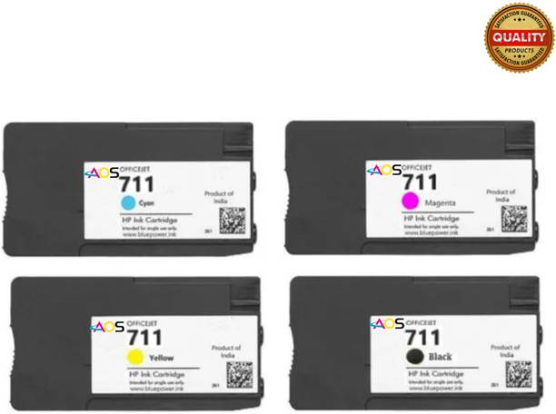 Aaos 711 Genuine-Quality 1set Black + Tri Color Combo Pack Ink Cartridge