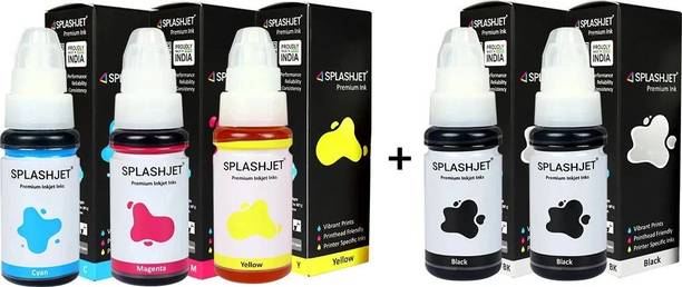 Splashjet GI790 Refill Ink for Canon G1010, G6070 Printer- (70gm x C/M/Y + 2BK) - 503687 Black + Tri Color Combo Pack Ink Bottle