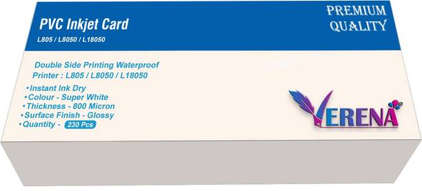 verena Super White Plain PVC Id Card Compatible for Printers Pack of 230 Cards White Ink Cartridge