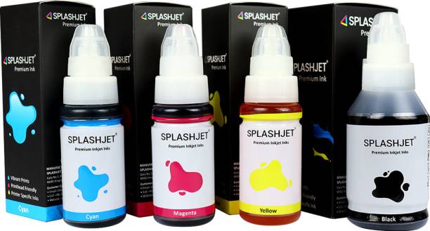 Splashjet Refill GI 790 Ink for Canon Pixma G2010, G2000,G3000-(135gm x Bk) (70gm x C/M/Y) Black + Tri Color Combo Pack Ink Bottle