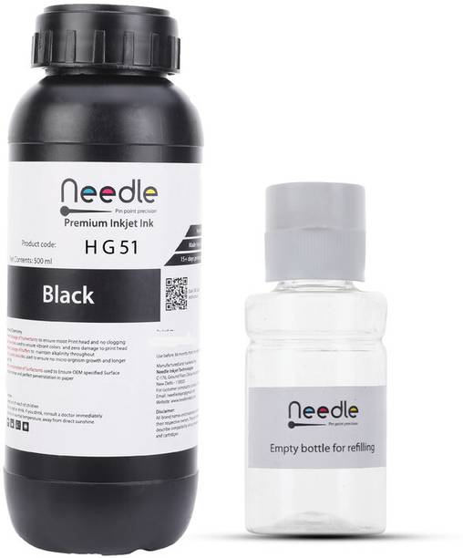 Needle 1X500ml GT51 GT 51 Compatible Inkjet Ink Refill for HP 5810, 5811, 5820, 5821, 115, 116, 117, 310, 315, 319, 410, 415, 416, 419, 457 CISS Ink Tank Printers Black Ink Bottle