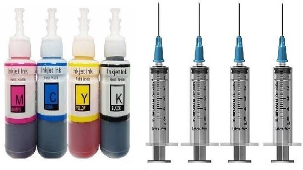 Ang Refill Ink Advantage Ultra 4729 Multi-Function Wireless Printer - 100 ML Each Bottle Black + Tri Color Combo Pack Ink Cartridge