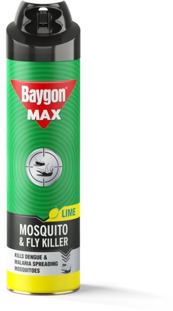 Baygon Max Mosquito & Fly Killer Spray, Lime, Kills Dengue Malaria Mosquitoes Instantly