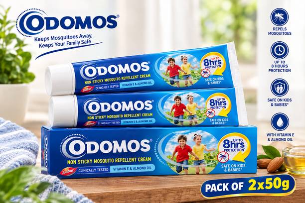 Odomos Dabar Odomas Non-Sticky Mosquito Repellent Cream 100 GRM (2x50 g)