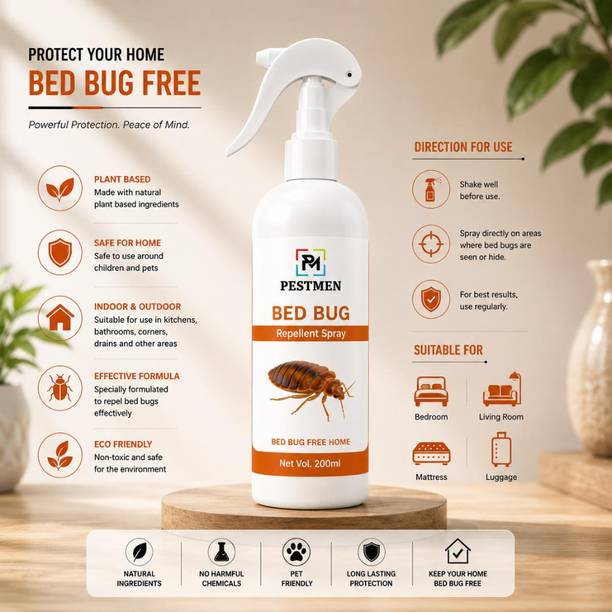 pestmen Herbal Bed Bug Spray 250ml Eliminates Bed Bug Colony in 10 Minutes 100% Organic