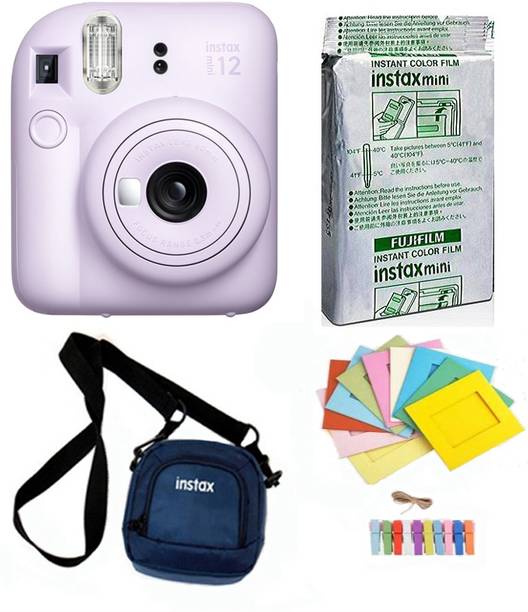 FUJIFILM Instax mini 12 Lilac Purple with 10x1 film, Bunting1 & Pouch Instant Camera