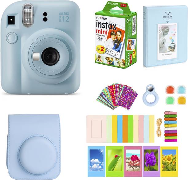 FUJIFILM Instax mini 12 Pastel blue Instant Camera+10x2 Film+Carrying Case,Color Filters,Album,Stickers Instant Camera