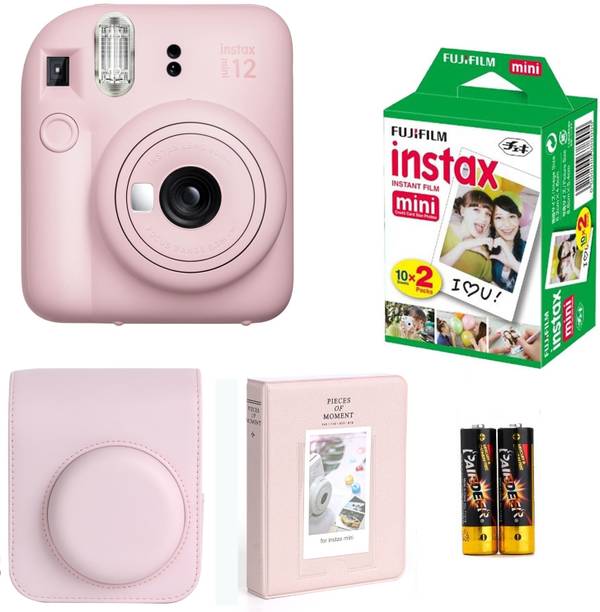 FUJIFILM Instax mini 12 Blossom Pink Instant Camera with 10x2 Film + pouch and 64 sheet album Instant Camera