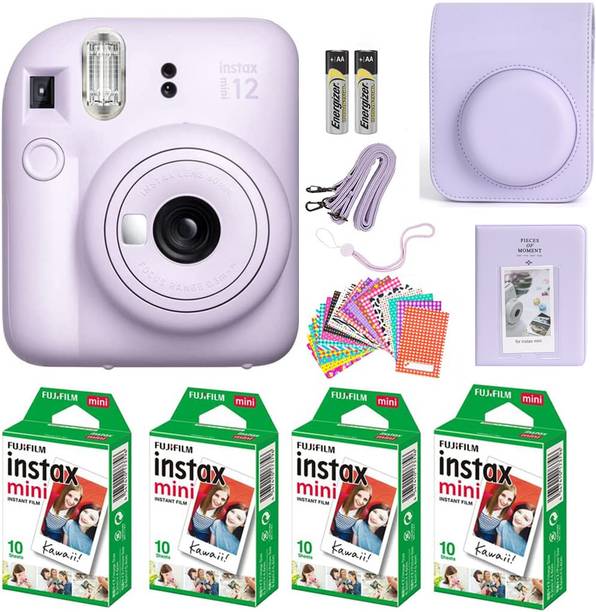 FUJIFILM Instax mini 12 Lilac Purple Instant Camera+10x4 Film+Carrying Case,Album,Stickers Bundle Instant Camera
