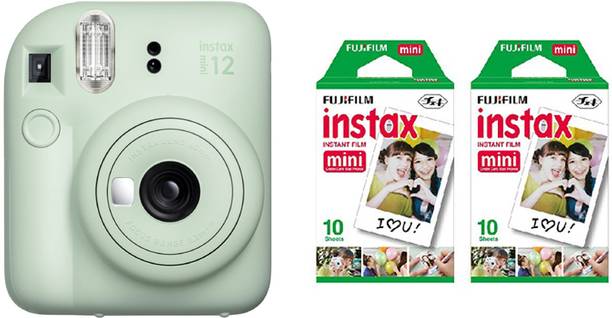 FUJIFILM Instax mini 12 Mint Gree Instant Film Camera with 10X2 Pack of Instant Film Instant Camera