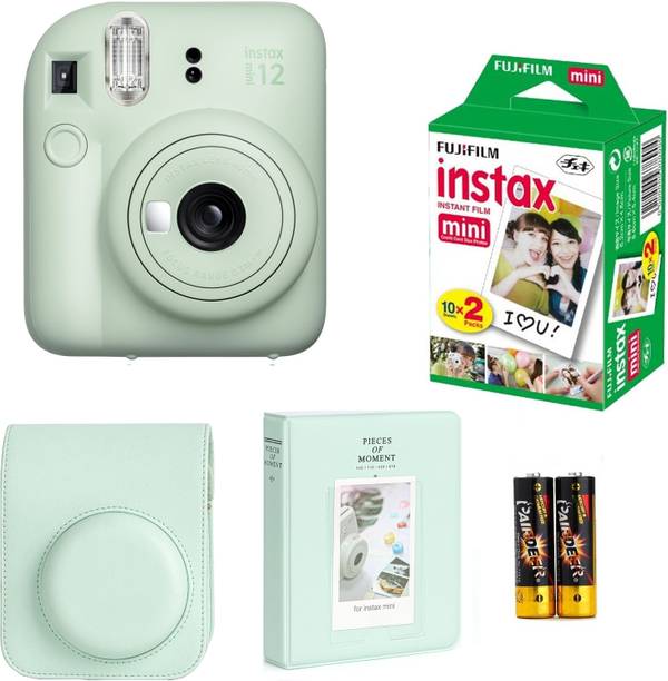 FUJIFILM Instax mini 12 Mint Green Instant Camera with 10x2 Film + pouch and 64 sheet album Instant Camera