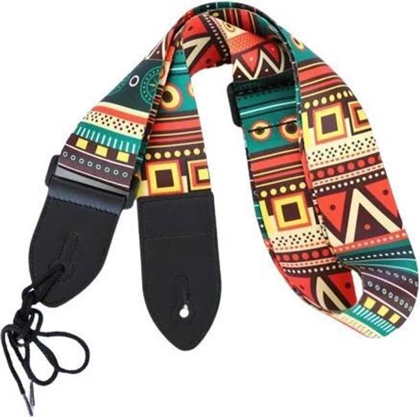 AMG Music Printed Design Guitar Strap for Acoustic Electric Guitar with PU Leather Ends Nylon, Polyester Strap