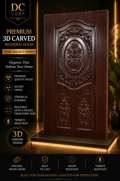 DC CORP DC Premium Wooden Main Door 3D Designer Door Panel 75x32 inch 3D-01-R/W-S/P Interior Door