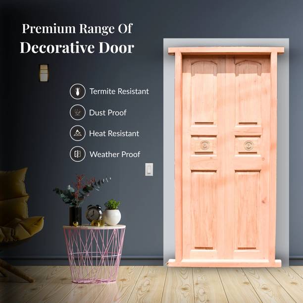 La Furniture Eight Pannel Mahogany Wooden Double Door Palla and Choukath With Frame Interior Door