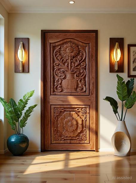Maawooden MAHOGANY WOODEN 80×31.5 FLOWER DESIGN Interior Door