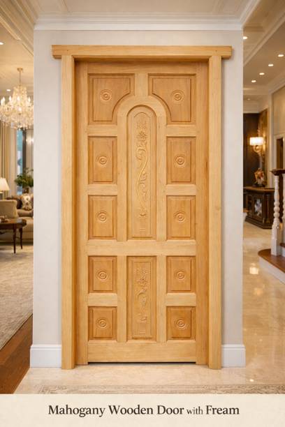 Howrah timber 12 Panel Solid Mahogany Wooden Door with Frame,78x36x1.25 Inch Interior Door