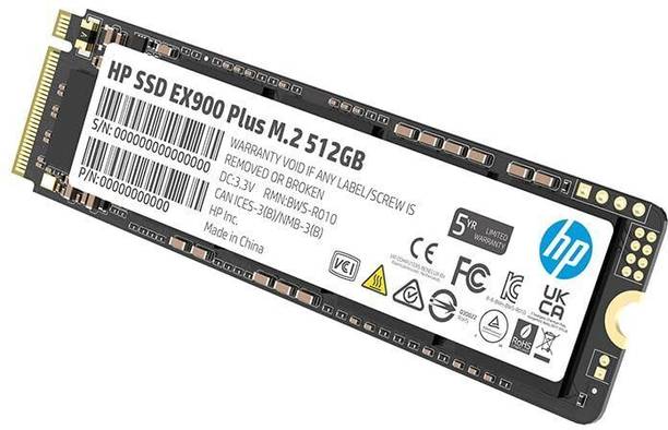 HP EX900 Plus 512GB M.2 NVMe SSD, GEN 3.0 X 4 PCIe , 512 GB Laptop, Desktop, All in One PC's Black PCIe NVMe Internal Solid State Drive (SSD) (EX900 Plus 512GB,35M33AA#ACJ)