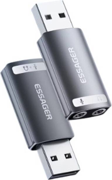 ESSAGER USB-A to 3.5MM Alum Alloy External Sound Card Converter Laptop pc ps USB Internal Sound Card