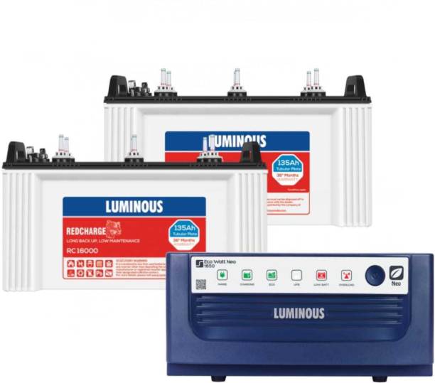 LUMINOUS Eco Watt Neo 1650 24V Inverter with RC16000 135Ah Tubular Inverter Battery