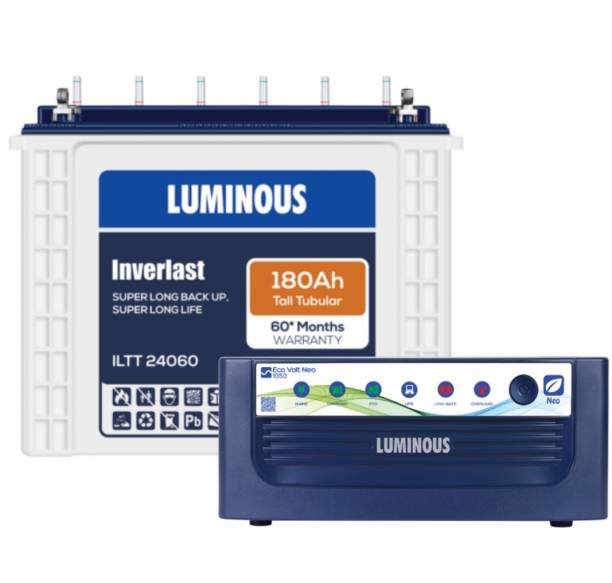 LUMINOUS ECO VOLT NEO 1050 SINE WAVE INVERTER_INVERLAST ILTT24060 Tubular Inverter Battery