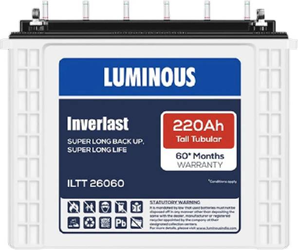 LUMINOUS 60 Months Warranty Tubular Inverter Battery (220 Ah, ILT