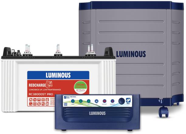 LUMINOUS Eco Volt Neo 1050 Pure Sine Wave Inverter_RC 18000ST Battery_Trolley Tubular Inverter Battery