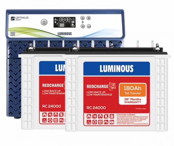 LUMINOUS OPTIMUS 2800 Pure Sine Wave Inverter with RC24000 Tubular Inverter Battery