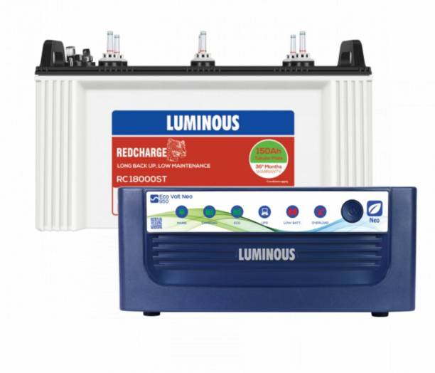 LUMINOUS Eco Volt Neo 950 VA Sine Wave with RC18000ST Tubular Inverter Battery