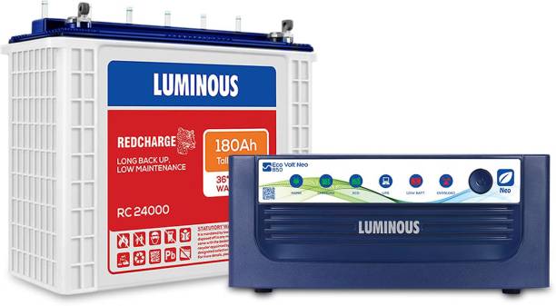 LUMINOUS Eco Volt Neo 850 Pure Sine Wave Inverter_RC 24000 Tubular Inverter Battery