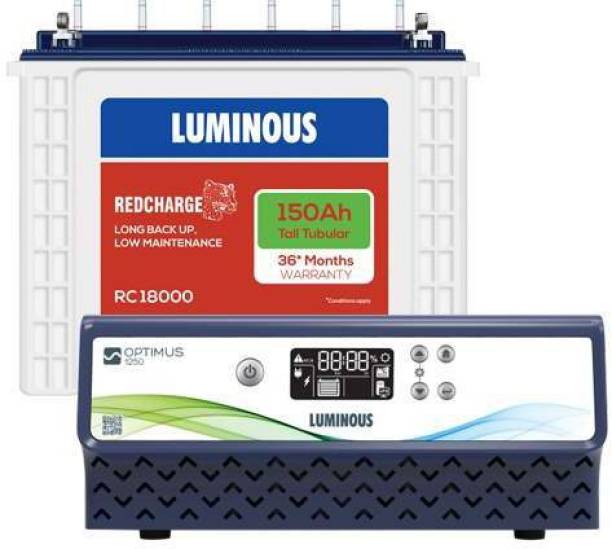 LUMINOUS Optimus 1250 12V with 1 Units of RC18000TT Tubular Inverter Battery