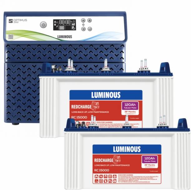 LUMINOUS OPTIMUS 2300 Pure Sine Wave Inverter with Redcharge RC15000 Tubular Inverter Battery