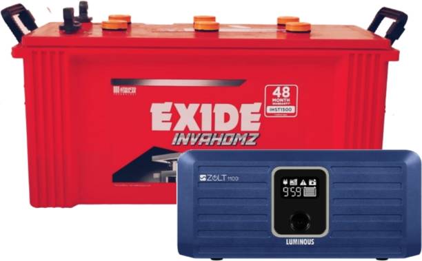 EXIDE Invahomz IHST1500 with Luminous Zolt 1100 Pure Sine Wave Inverter Tubular Inverter Battery