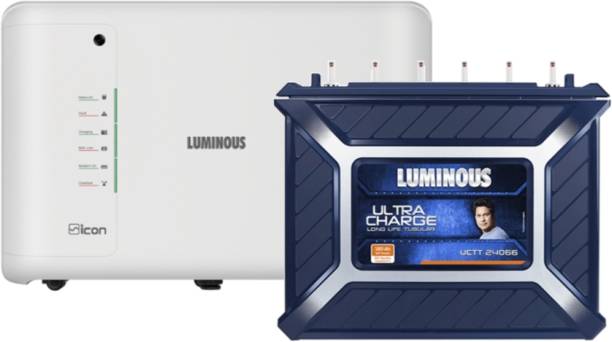 LUMINOUS Icon 1600 Next Generation Inverter with Ultra Charge UCTT24066 Tubular Inverter Battery