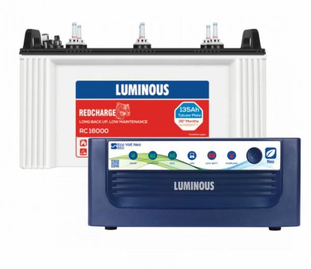 LUMINOUS Eco Volt Neo 850 VA Sine Wave with RC16000 Tubular Inverter Battery